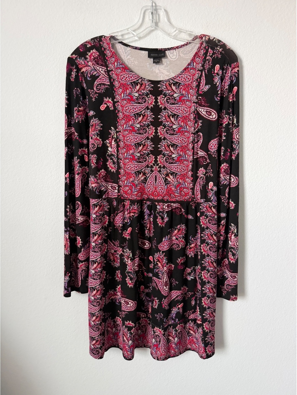 J. Jill Wearever Collection Scoop Neck Floral Paisley Tunic Blouse Size M